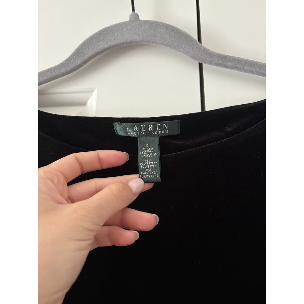 Lauren Ralph Lauren Black Velvet Long Sleeve Shirt XL - Picture 6 of 10